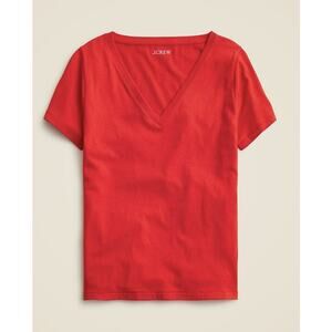 J.Crew Vintage Jersey Classic V-Neck Tee WMNS XS Red Short Sleeve Pullover BY361